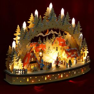 Handmade Wood Nativity Candle Arch Germany Erzgebirge Glasser Christmas 13" New 